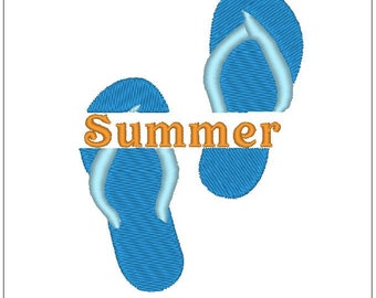 Flip flops split design monogram summer beach embroidery pattern 4 inch download for Machine Embroidery