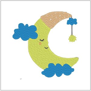 Sweet Dreams baby moon 4.33 inch design kids embroidery pattern 4X4 hoop download for Machine Embroidery