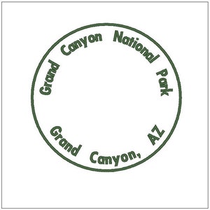 May include: Green circular stamp with the text "Grand Canyon National Park, AZ" in a circular pattern.