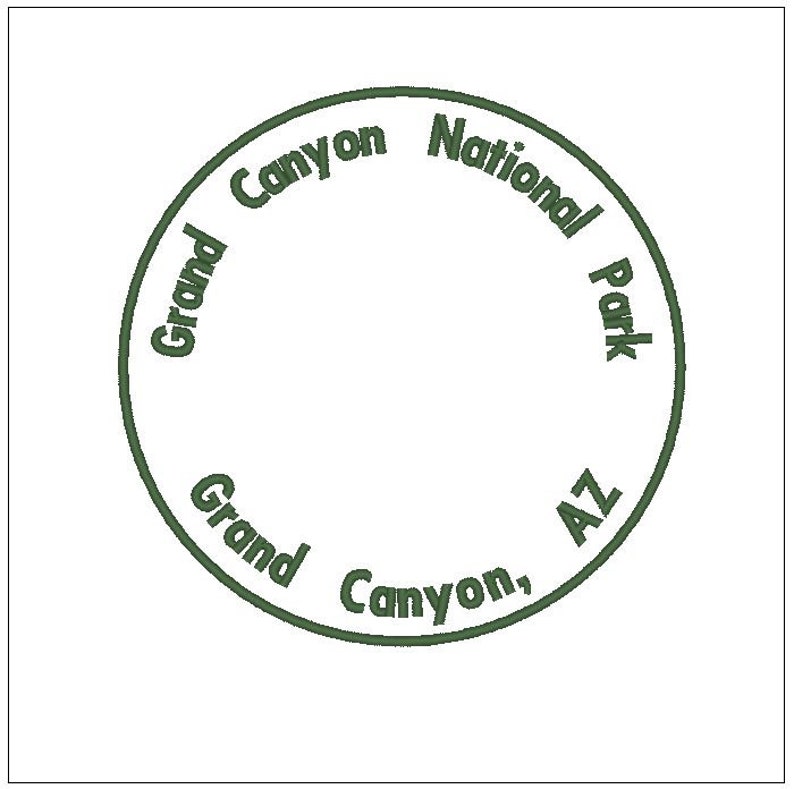 May include: Green circular stamp with the text "Grand Canyon National Park, AZ" in a circular pattern.