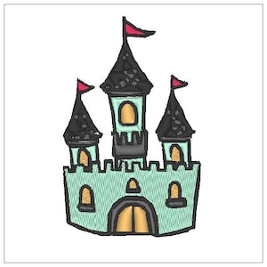 fairy tale castle embroidery pattern 4 inch download for Machine Embroidery
