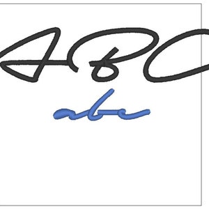 May include: Handwritten letters "ABC" in black ink, followed by "abc" in blue ink.