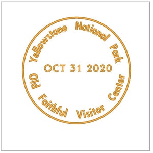 Yellowstone National Park Passport cancellation stamp  4.30 inch logo embroidery pattern 4 X 4 hoop download for Machine Embroidery