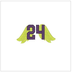 Kobe Bryant angel wings Kobe Bryant’s jersey number embroidery pattern download for Machine Embroidery for 4X4 hoop