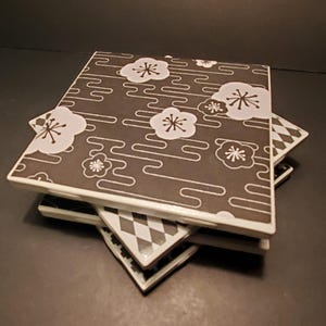 Black/White Floral style coasters