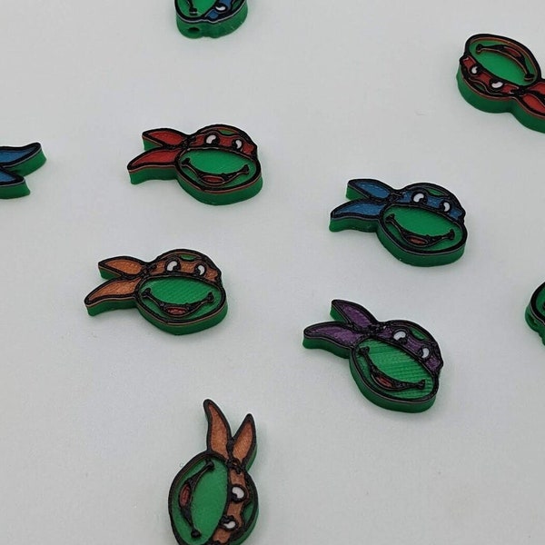 Green Turtle Ninja Beads - Jewelry Beads - 3D Printed - Pony Beads