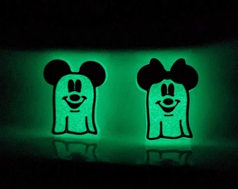 Glow in the Dark Ghost Mickey and Minnie Beads - 3D Printed - Pony Beads - Halloween Beads - Haunted Mansion