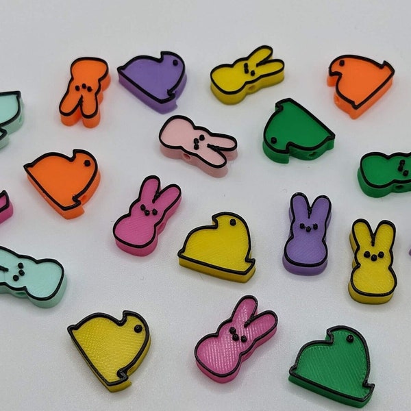 Marshmallow Peep and Bunny Beads - 5 Packs - Peeps - Easter Beads - Bunny Beads - 3D Printed - Pony Beads - Marshmellow