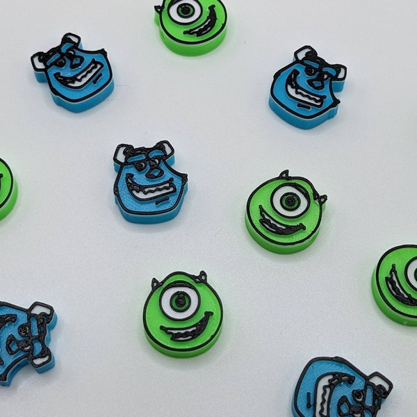 Monsters Inc Inspired Mike and Sully Beads - Plastic Beads for Jewelry Making - 3D Printed - Pony Beads