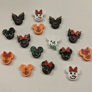 Christmas Themed Mickey and Minnie Beads - 3D Printed - Pony Beads