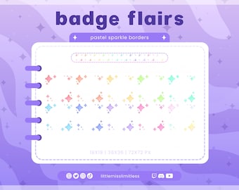 Pastel Sparkle Sub Badge Flairs | Twitch, YouTube, Kick, Discord | Cute Bit Badges Subscriber Roles