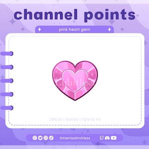 Pink Heart Gem Channel Point for Twitch | Channel Point Icon, Emotes & Discord Rewards