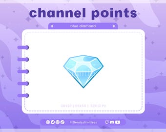 Blue Diamond Gem Channel Point for Twitch | Channel Point Icon, Emotes & Discord Rewards