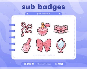 Coquette Girl Sub Badges | Twitch, YouTube, Kick, Discord | Bit Badges, Subscriber Roles