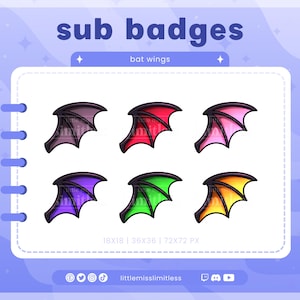 Bat Wing Sub Badges | Twitch, YouTube, Kick, Discord | Bit Badges, Subscriber Roles | Gothic Halloween