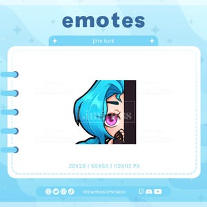 Jinx Lurk Arcane, League of Legends Emote | Custom Twitch/Discord/Youtube Emotes | Stream Emotes