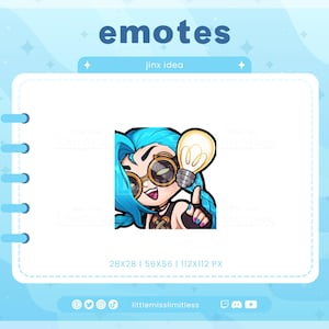 Jinx Idea Arcane, League of Legends Emote | Custom Twitch/Discord/Youtube Emotes | Stream Emotes image 1