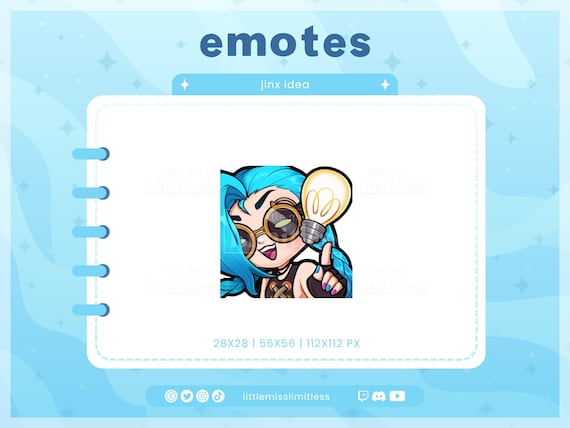 Jinx Idea Arcane, League of Legends Emote | Custom Twitch/Discord/Youtube Emotes | Stream Emotes