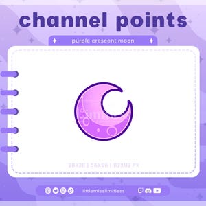 Purple Crescent Moon Channel Point for Twitch | Channel Point Icon, Emotes & Discord Rewards