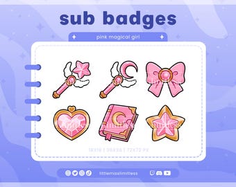 Magical Girl Sub Badges | Twitch, YouTube, Kick, Discord | Bit Badges, Subscriber Roles