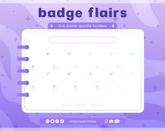 Tiny Pastel Sparkle Sub Badge Flairs | Twitch, YouTube, Kick, Discord | Cute Bit Badges Subscriber Roles