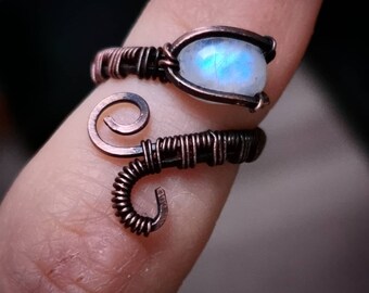Moonstone / Moonstone Ring / Wire Wrapped Ring / Hippy / Boho /  Wire Work