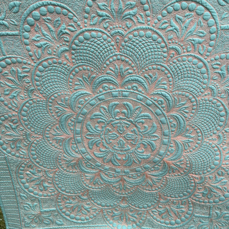 Handmade Turquoise Quilt Wall Hanging: Cotton Art Quilt (32.5x32.5) - Etsy