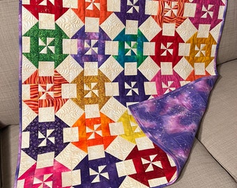 Pinwheel Baby Quilt: Handmade Cotton Patchwork Crib Blanket