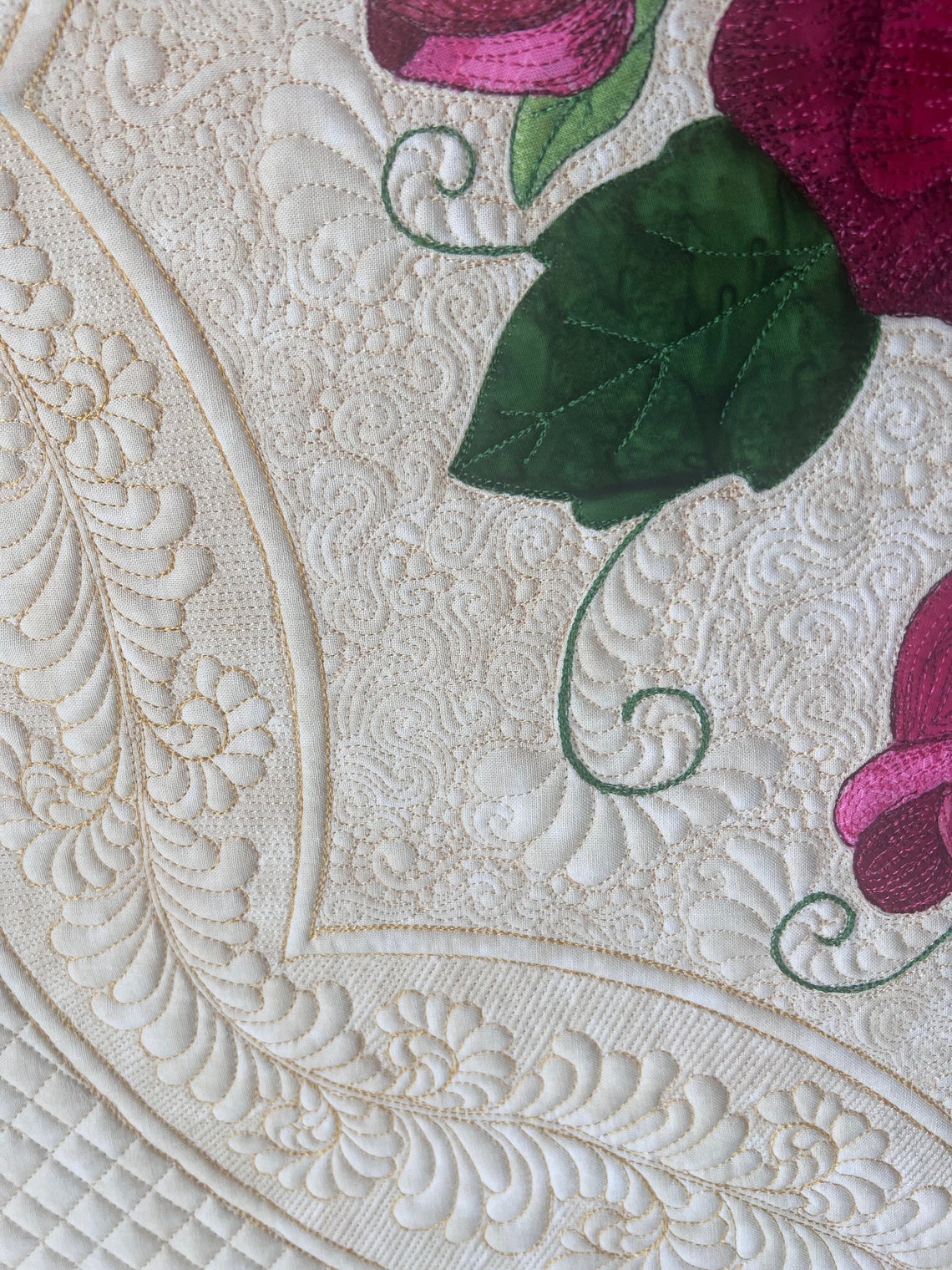 Rose Quilt, Original Art Quilt, Wall Hanging, Custom Quilt, Room Decor