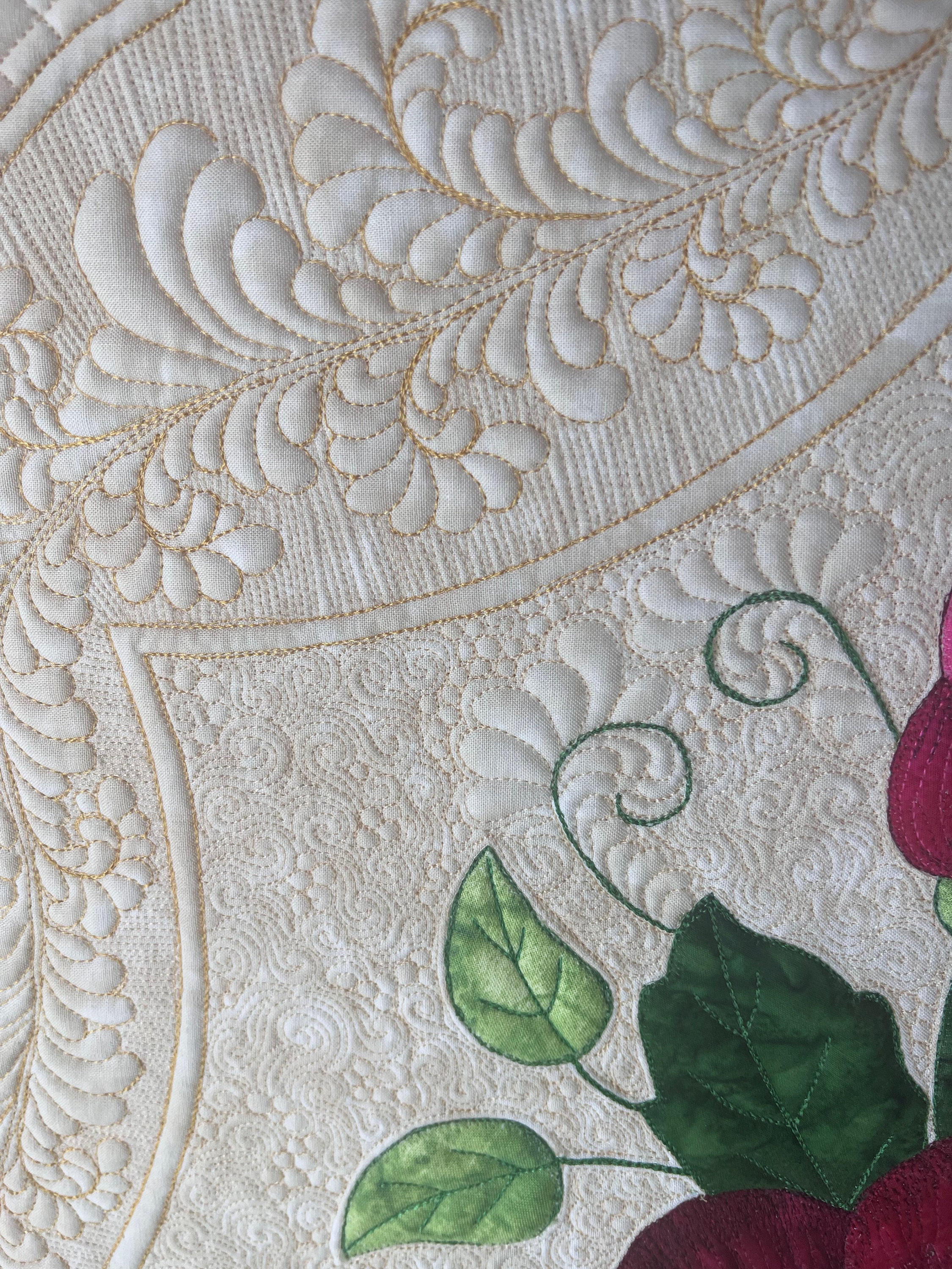 Rose Quilt, Original Art Quilt, Wall Hanging, Custom Quilt, Room Decor