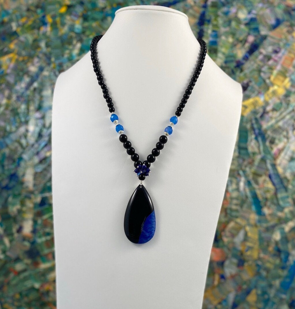 Orecchini Pendenti In Onice Nero Con Biglietto Di Citazione, Placcati Argento, Ipoallergenici, Regalo Donna In Sacchetto Velluto