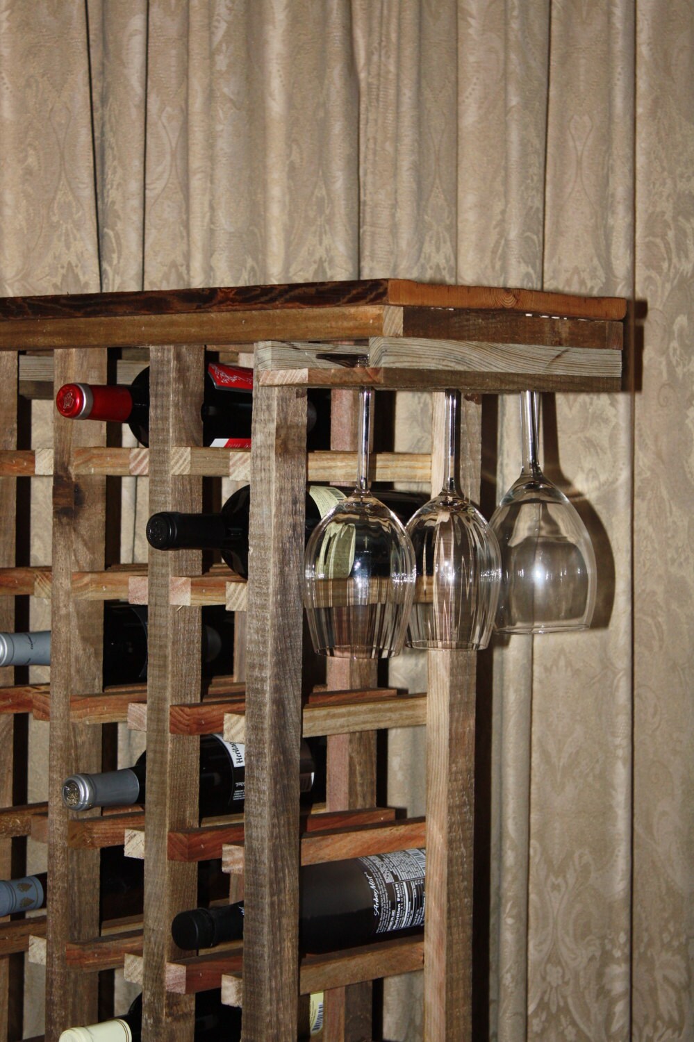 Wine Rack Rustic Barn Wood Furniture Handmade Wine Rack Etsy