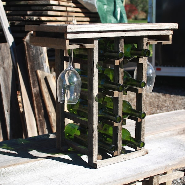 Barn Wood Wine Rack Etsy