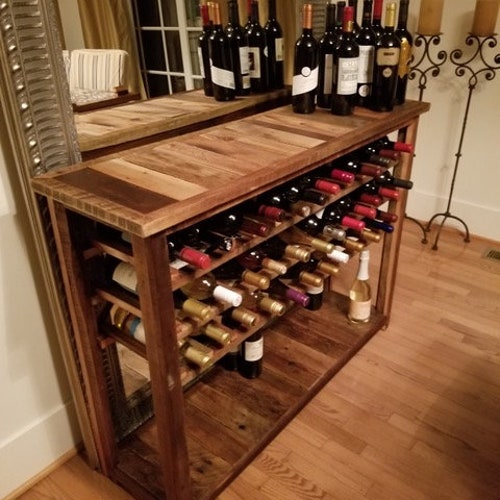 Wine Rack Rustic Made From Reclaimed Wine Barrels Holds up Etsy