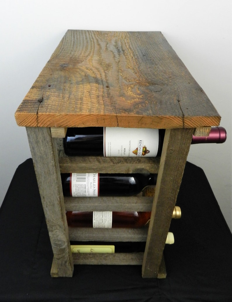 10 Bottle Rustic Wooden Wine Rack Tabletop Barnwood Wine Etsy