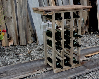 18 Bottle Wine Rack, Rustic Wine Rack, Barn Wood Wine Rack, Wine Glass Storage, Free Standing