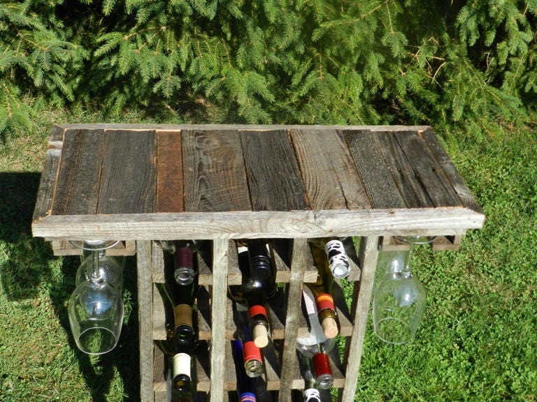 18 Bottle Wine Rack Rustic Wine Rack Barn Wood Wine Rack Etsy