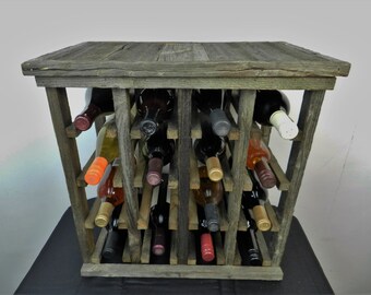 Free Standing Wine Rack for Under Stairs, Reclaimed Barn Wood Wine