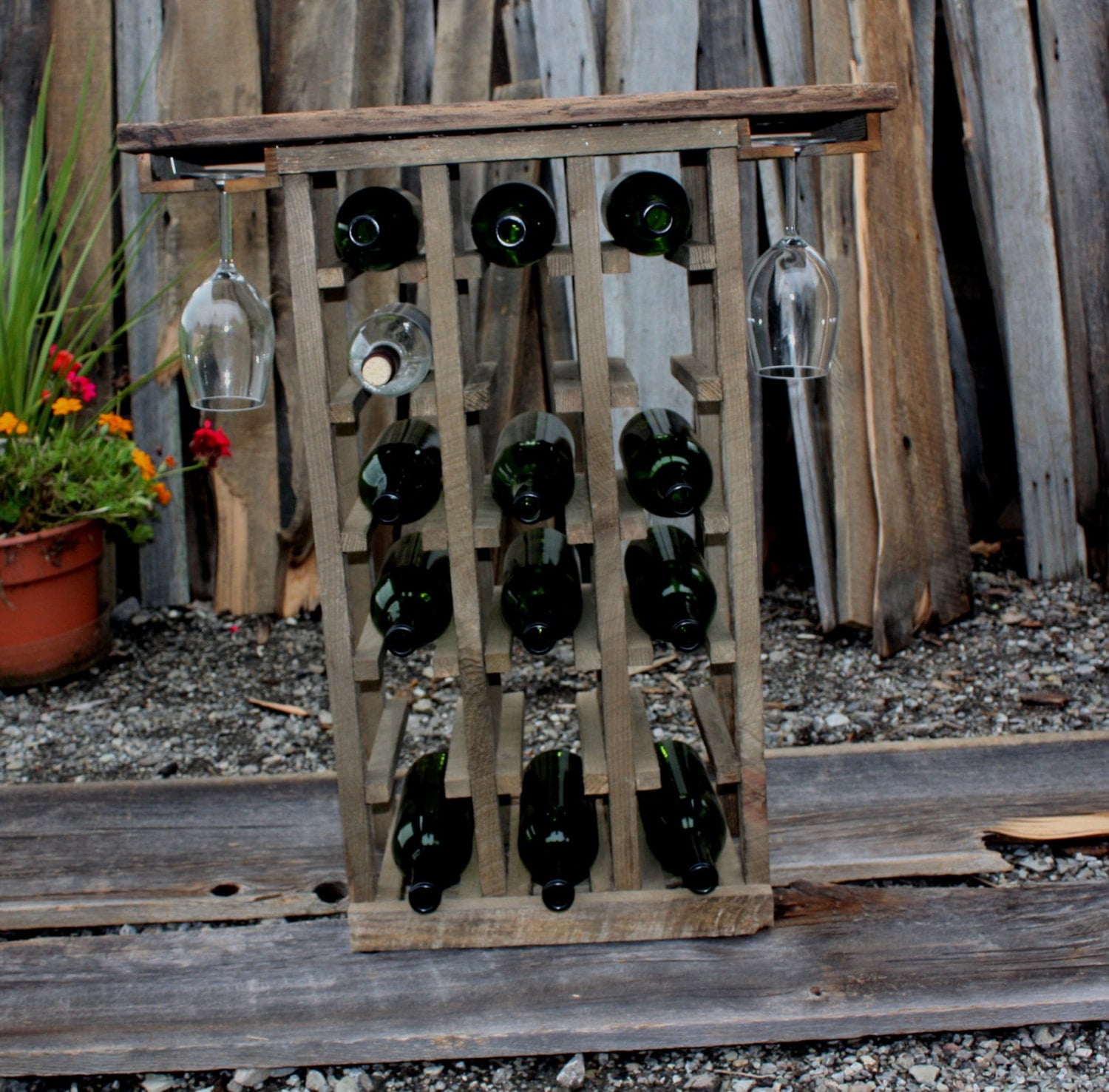 18 Bottle Wine Rack Rustic Wine Rack Barn Wood Wine Rack Etsy