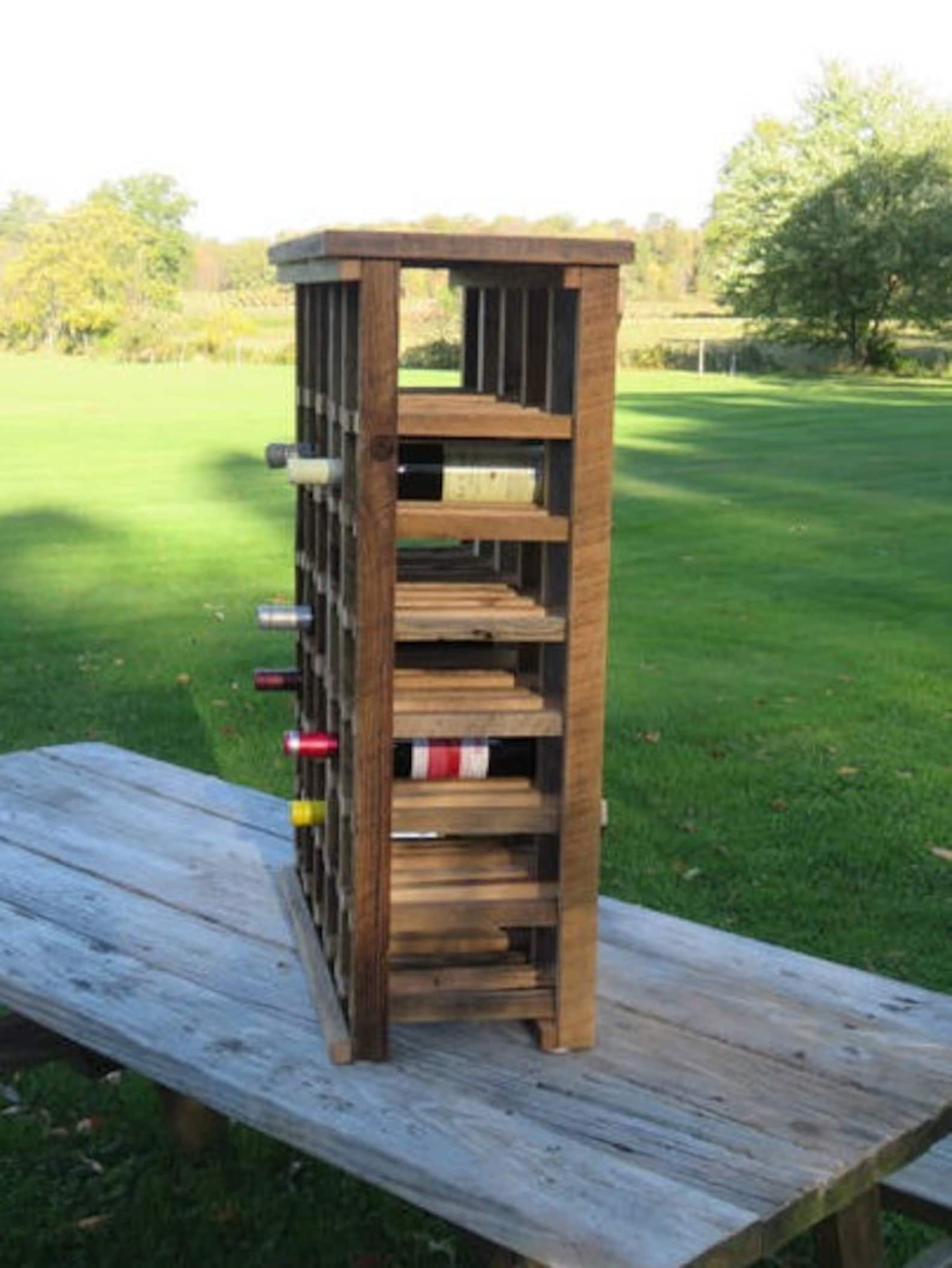 Free Standing Rustic Wooden Wine Rack Made of Etsy