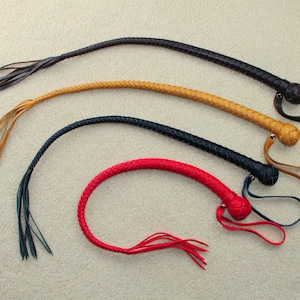 Mini Snake Whip Premium Leather Handmade mature — 23 inches of one color