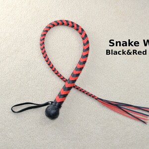 Snake Whip Premium Leather 40 inches. One Black&Red Type1