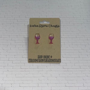 Wine Glass Epoxy Stud Earrings