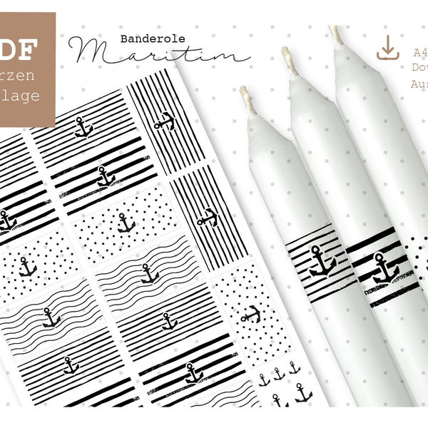 PDF template for self-printing "Maritime Banderoles" A4 Digital/Download DIY