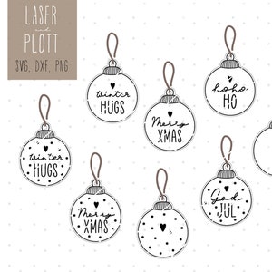 Laser/Plotterdatei Weihnachtskugel Anhänger SVG, DXF, PNG