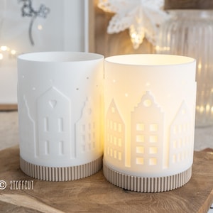 STL und 3MF Druckdatei 3D, Teelicht LED, Windlicht,Häuser, inkl. Mini-Gewerbelizenz