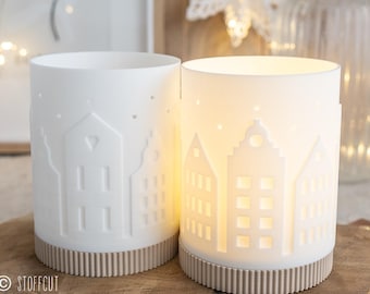 STL and 3MF print file 3D, tealight LED, lantern, houses, including mini-commercial license