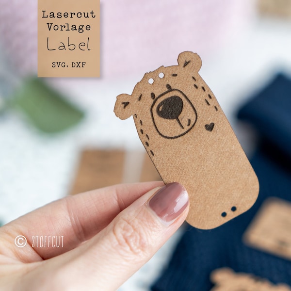 LaserCut File Label Bear SVG, DXF