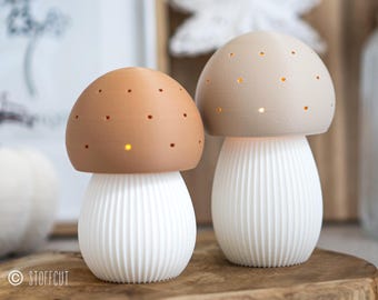 Archivo de impresión STL y 3MF 3D, hongos LED, vela de té, linterna, hongos de otoño, incluye mini licencia comercial