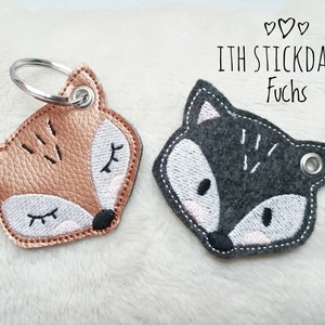 ITH embroidery file fox keychain 10x10 (4x4")